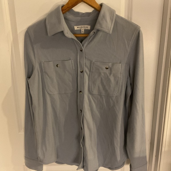 Workshop Republic Clothing Tops - Workshop Republic Clothing - Button Down Long Sleeve Shirt - Blue - Ladies Med
